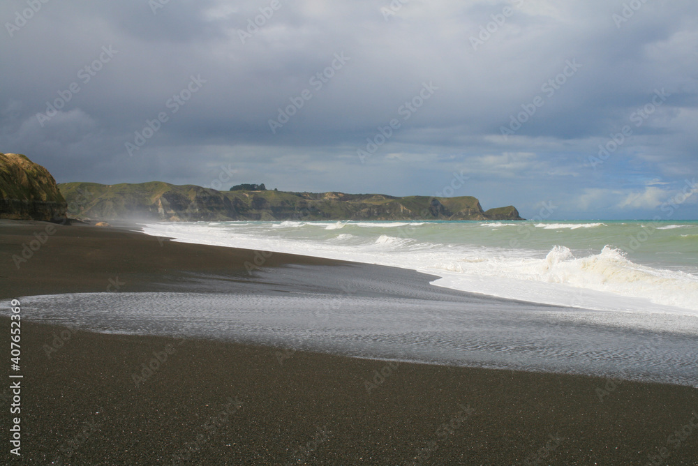 Black Stone Beach Whirinaki Beach, Hawke's Bay region, Napier, North Island of New Zealand