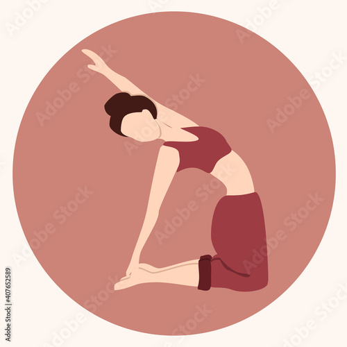 vector hand drawn illustration. the girl is engaged in yoga. woman doing stretching. trending flat illustration for websites, magazines and apps