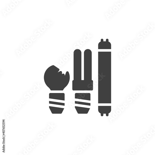 Fluorescent lamp waste vector icon. filled flat sign for mobile concept and web design. Hazardous waste sorting glyph icon. Symbol, logo illustration. Vector graphics