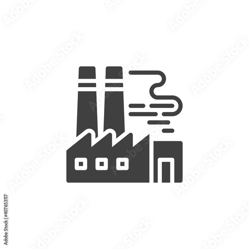 Industrial factory pollution vector icon. filled flat sign for mobile concept and web design. Factory smoke glyph icon. Symbol, logo illustration. Vector graphics