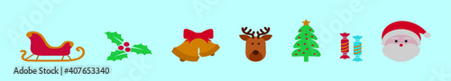 set of christmas cartoon icon design template with various models. vector illustration isolated on blue background