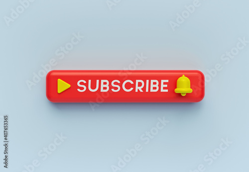 Subscribe, bell button isolated. subscribe to channel, blog. Social media Marketing background. 3d rendering
