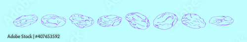 set of raisins cartoon icon design template with various models. vector illustration isolated on blue background