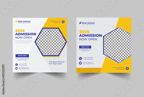 Open school admission social media post design templates