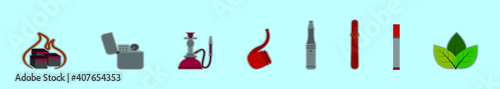 set of tobacco cartoon icon design template with various models. vector illustration isolated on blue background