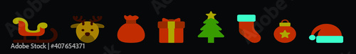 set of christmas cartoon icon design template with various models. vector illustration isolated on black background