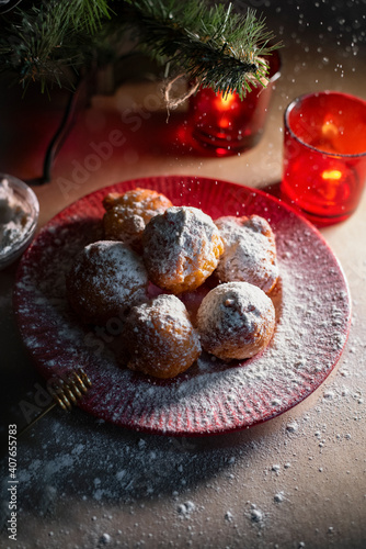 Ukranian traditional food Christmas donuts photo