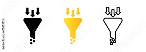 Set of filtering funnel icons. sales icon. Funnel, filter symbol. Vector EPS 10. Isolated on white background
