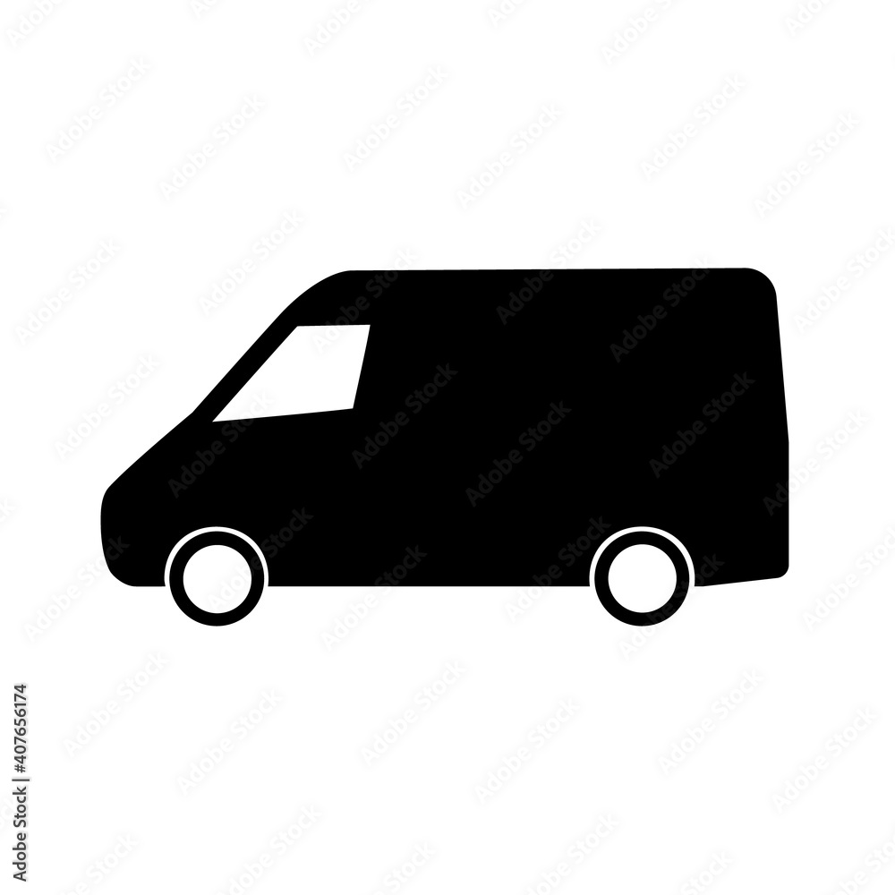 Cargo van isolated silhouette on white background. Vector illustration. Cargo van isolated silhouette on white background. Vector illustration.