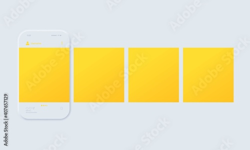 Mock up, template. Social network post. Interface carousel. . Photo gallery. Carousel interface post on social network. Mock up of smartphone. Vector EPS10