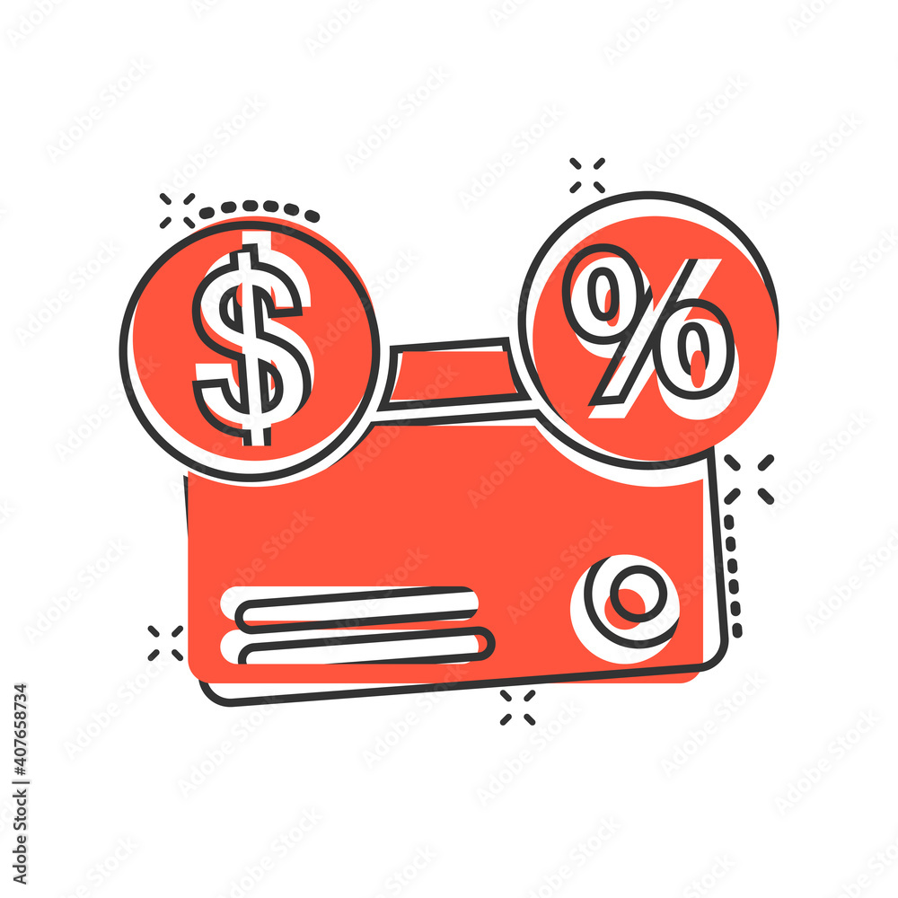 Credit card icon in comic style. Money payment cartoon vector illustration on white isolated background. Financial purchase splash effect business concept.