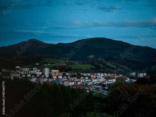 Basque Country small village during blue hour