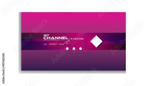 Modern Youtube End Screen Design. Creative Youtube Channel Art Design. Editable Youtube Banner.