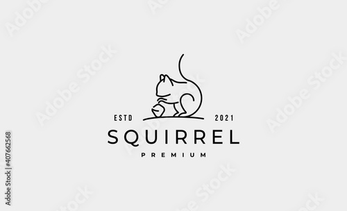 Squirrel Monoline Logo vector Design Illustration