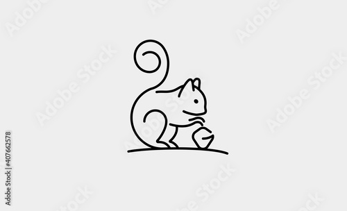 Squirrel Monoline Logo vector Design Illustration