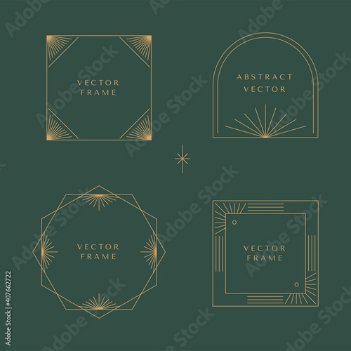 Vector set of linear frames and borders - abstract design elements for decoration or logo design templates