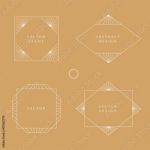 Vector set of linear frames and borders - abstract design elements for decoration or logo design templates