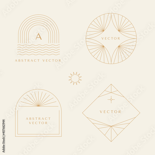 Vector set of linear frames and borders - abstract design elements for decoration or logo design templates
