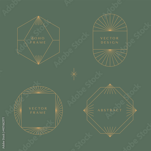 Vector set of linear frames and borders - abstract design elements for decoration or logo design templates