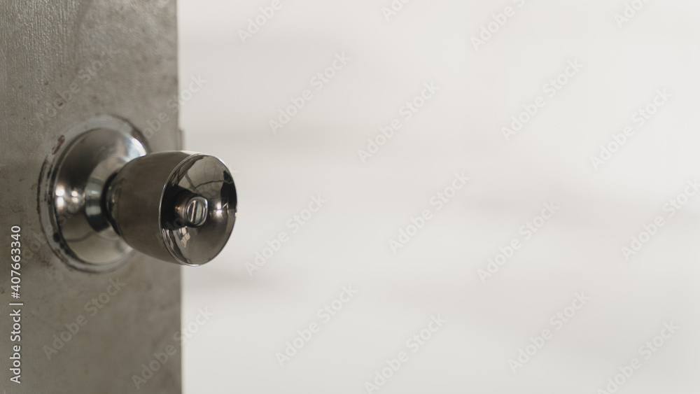 Close-up shot of a dirty doorknob. The doorknob is being found that caused the COVID-19 infection. Close-up shot of a dirty doorknob. The doorknob is being found that caused the COVID-19 infection.