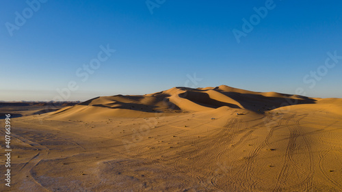 Aerial view of Libyan desert at the intersection of the Libyan, Tunisian and Algerian borders