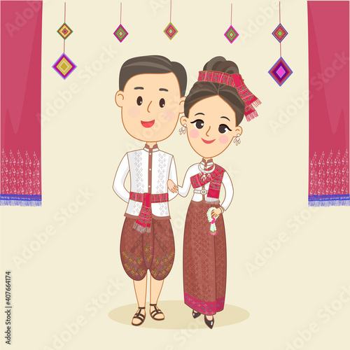 Cartoon Couple in Thai Costume 