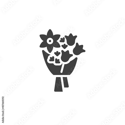 Wrapped flower bouquet vector icon. filled flat sign for mobile concept and web design. Flower bouquet glyph icon. Symbol, logo illustration. Vector graphics