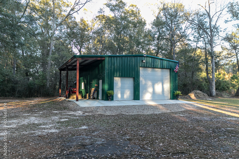 Large green outdoor metal building Large green outdoor metal building