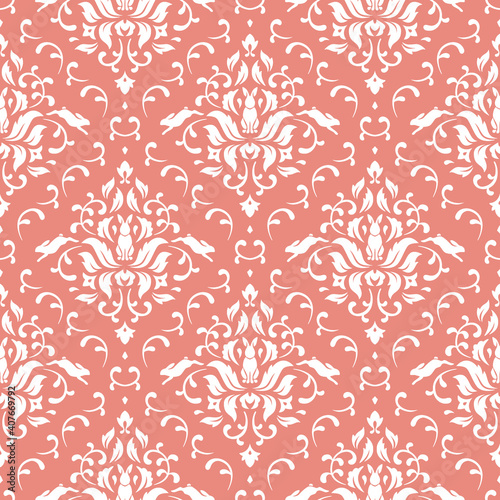 Seamless pattern with hares in style Damask. Vector illustration