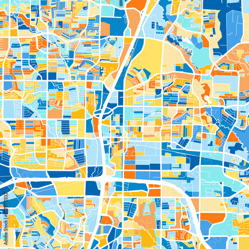 Art map of Plano, UnitedStates in Blue Orange