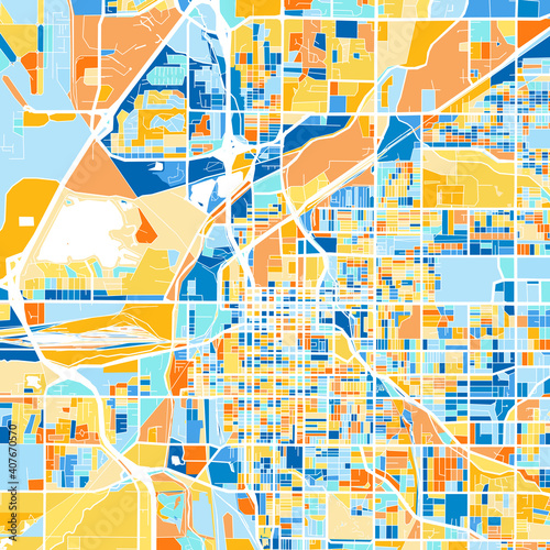 Art map of Lincoln, UnitedStates in Blue Orange