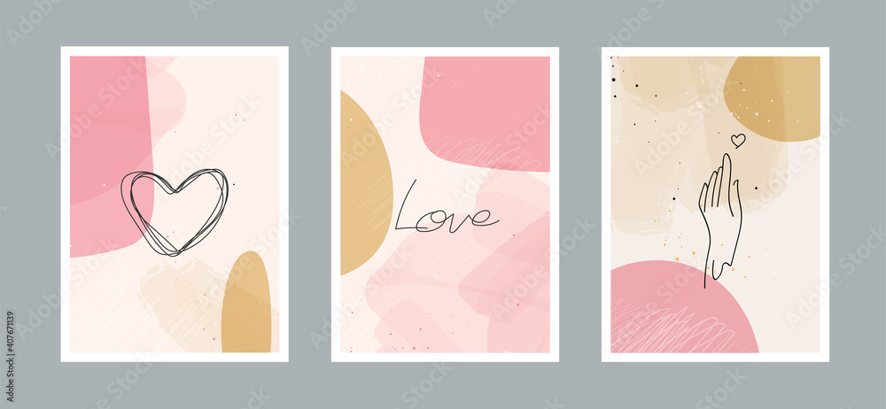 Abstract arts love background with different shapes for wall decoration, postcard or brochure cover design. Vector illustrations design.