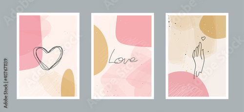 Abstract arts love background with different shapes for wall decoration, postcard or brochure cover design. Vector illustrations design.