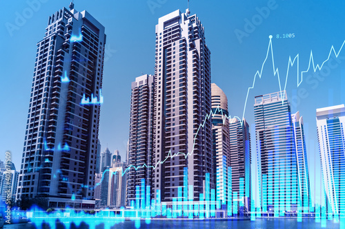 Canvas Print Skyscrapers of Dubai business downtown