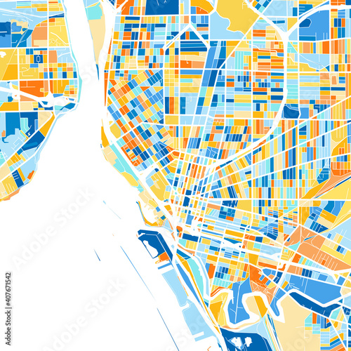 Art map of Buffalo, UnitedStates in Blue Orange