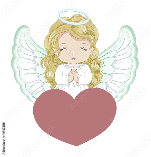 angel and heart Valentines Day card