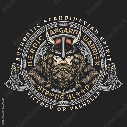 Viking vintage round badge