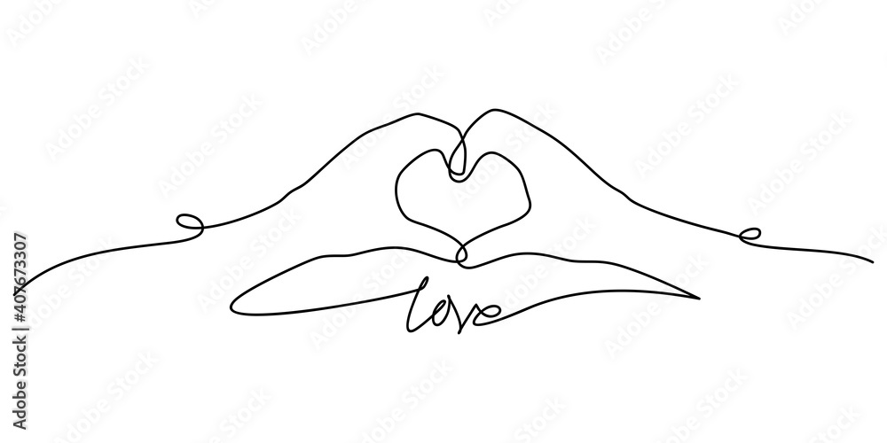 Line Art Drawing A Close Up Woman And Man Hands Showing Love Sign Or Shape Of Heart Vector Illustration Line Art Drawing A Close Up Woman And Man Hands Showing Love Sign Or Shape Of Heart Vector Illustration