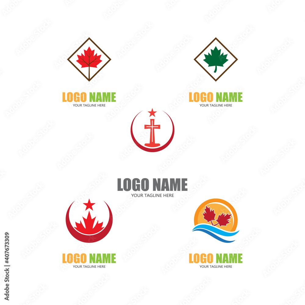 Set Maple leaf vector illustration design template Set Maple leaf vector illustration design template