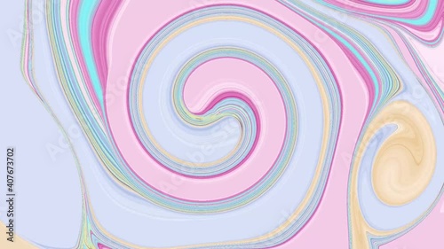 Spiral movement of liquid acrylic paint twirls background