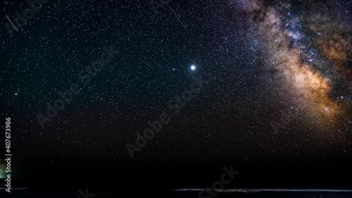 Montauk, NY, USA - July 15, 2020 : Milky Way timelapse in Montauk, NY