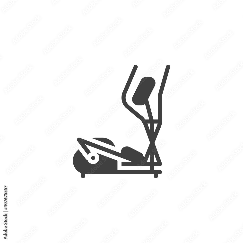 Naklejka premium Elliptical machine vector icon. filled flat sign for mobile concept and web design. Elliptical cross trainer glyph icon. Symbol, logo illustration. Vector graphics