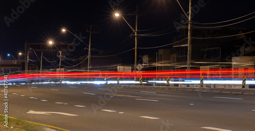 Speeding cars and their light trails on a Sydney NSW Australia road