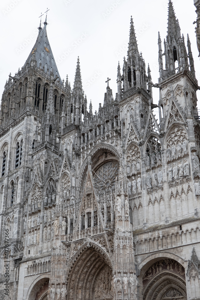 Rouen Cathedral France 9.25.2019 high gothic church from 13th cent in Normandy