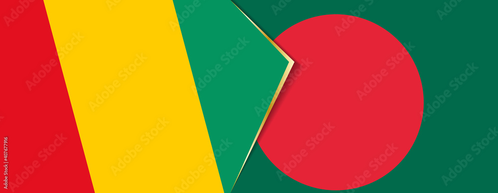 Guinea and Bangladesh flags, two vector flags. Guinea and Bangladesh flags, two vector flags.
