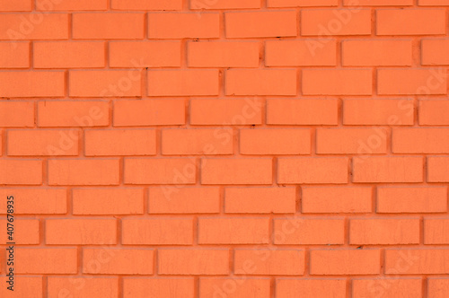 Red brick texture wall. Orange and brown photo background. Industrial design. New building  construction. Urban background  home and office design backdrop. Vintage effect