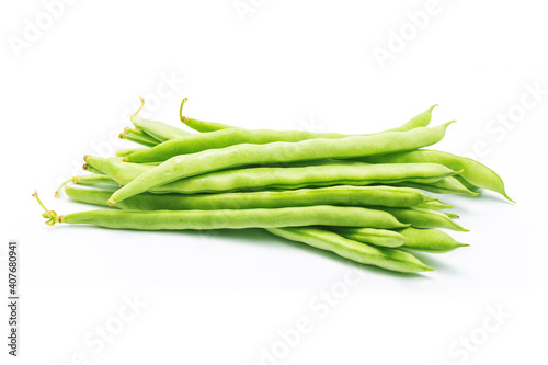 green beans handful isolated white background cutout