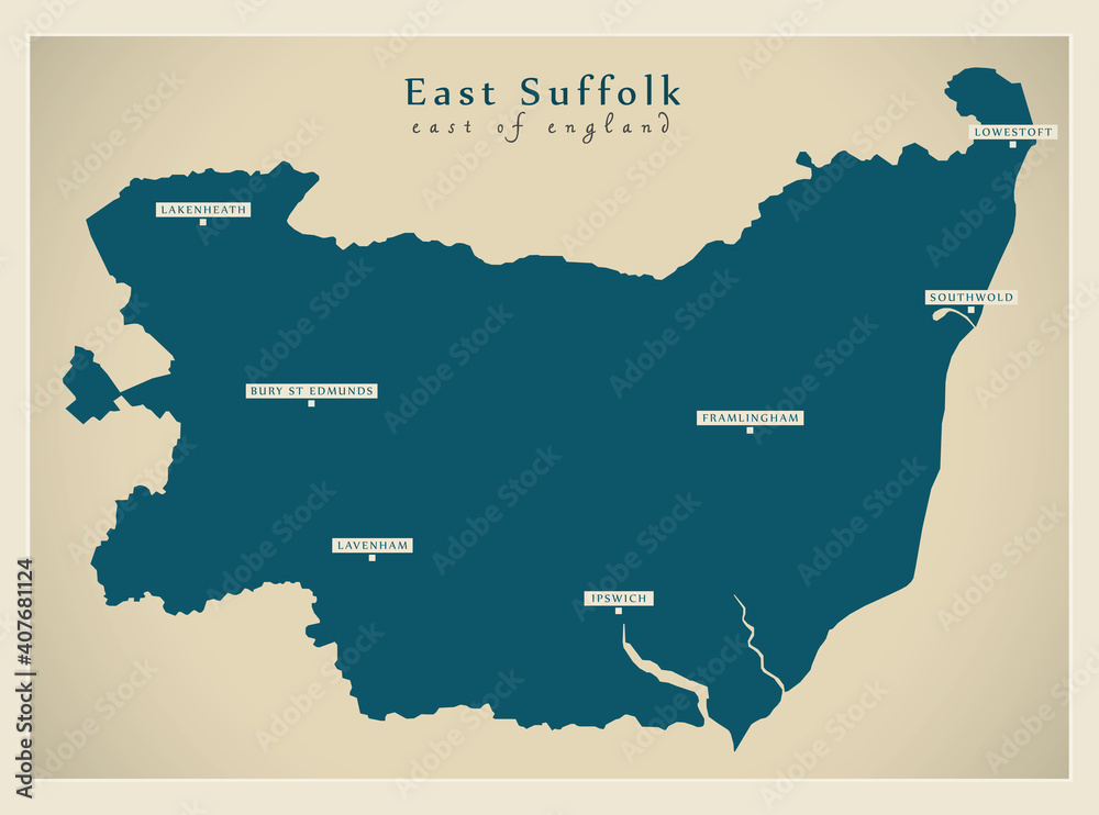 East Suffolk district map - England UK