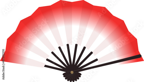 扇のイラスト 紅白グラデーション