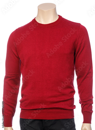 Red longsleeve jumper on mannequin isolated